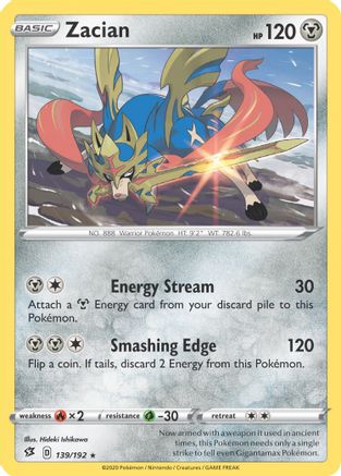 Zacian - 139/192 (Cracked Ice Holo)/192 - Holofoil - Holo Rare