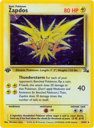 Zapdos (15) (15) 015 - 1st Edition Holofoil - Holo Rare