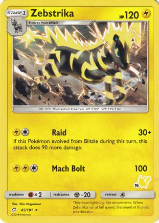 Zebstrika - 45/181 (#16 Pikachu Stamped)/181 - Promo